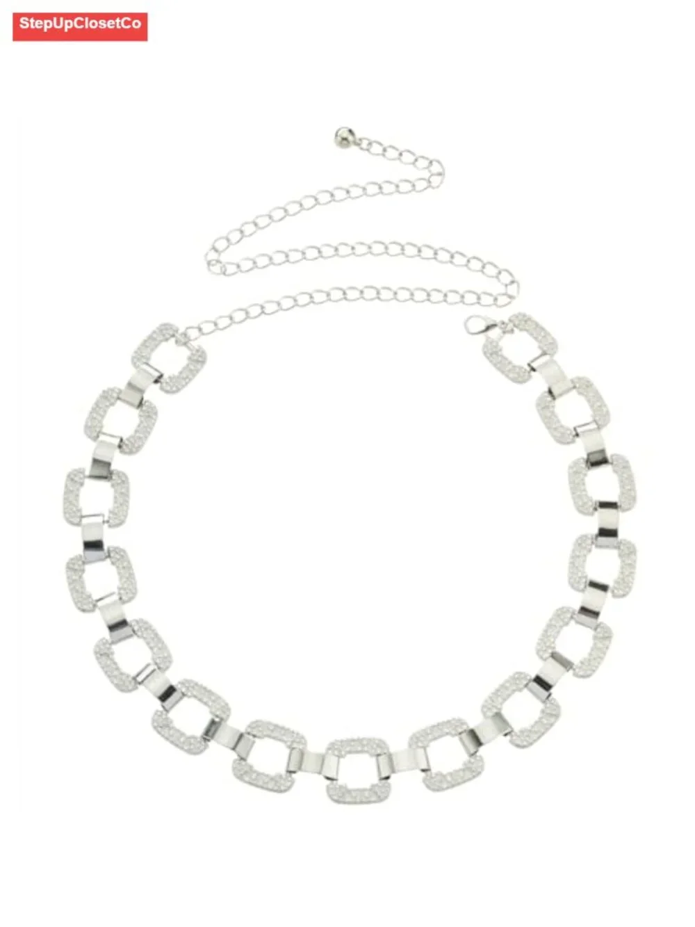 Adjustable Waist Link Chain Belt for Women, Metal Lobster Clasp